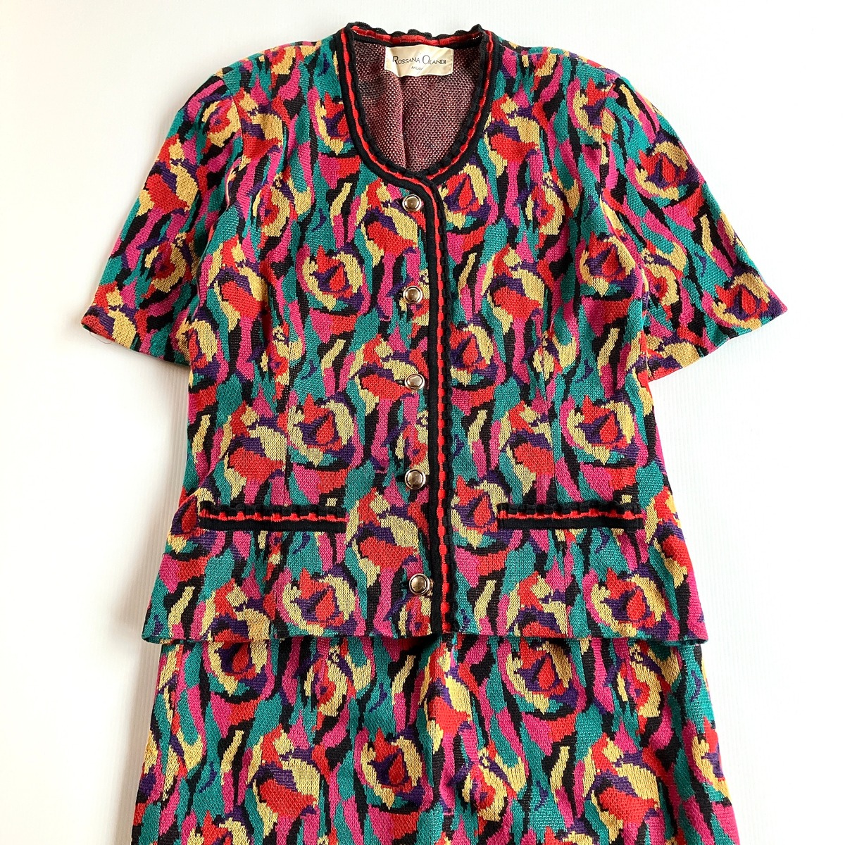 used レトロ カラフル総柄 セットアップ 古着 ヴィンテージ vintage 