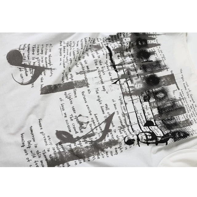 ノイズプリントフェイクレイヤードドレープTシャツ 2col R02550