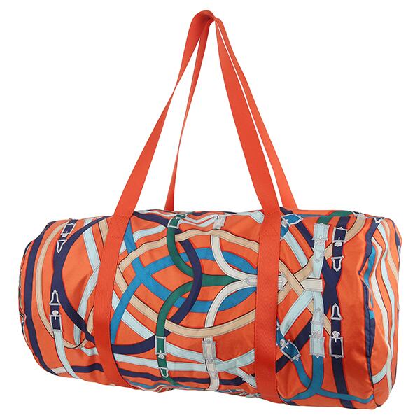 Used HERMES エルメス エアシルク ダッフル44 ボストンバッグ カヴァルカドゥール オレンジ 中古美品