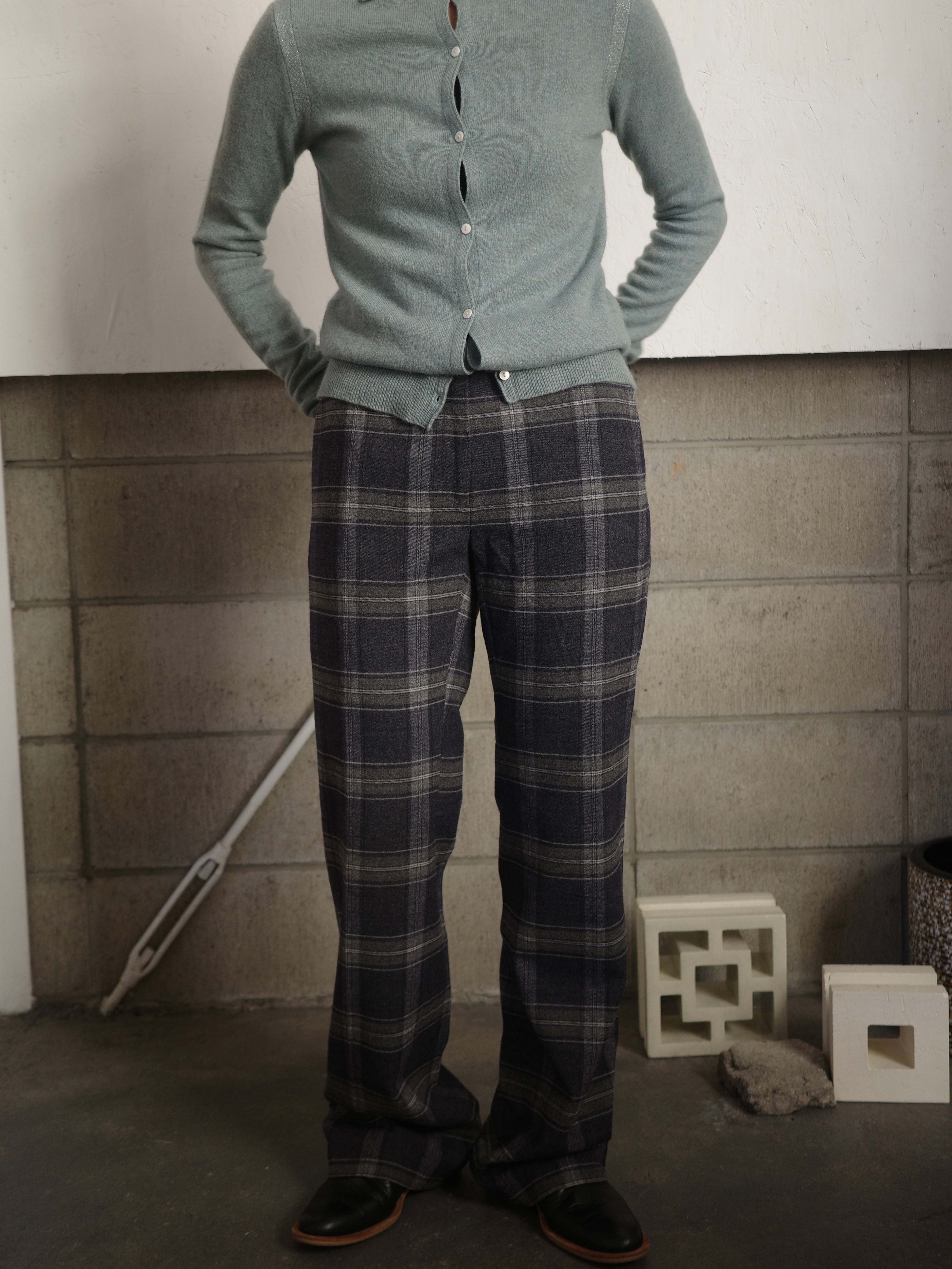 <vintage>wool check pants