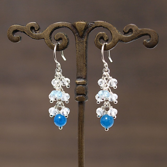 【限定】2色のトパーズとブルーアパタイトのsilver925ピアス・イヤリング