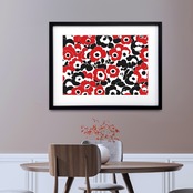 ポピー ウニッコ マリメッコ 北欧 花畑 ボタニカル スカンジナビアン カラフル 植物 ミニマル アート インテリア 絵画  サイズ ポスター マット 額縁セット  国内生産A4ポスター