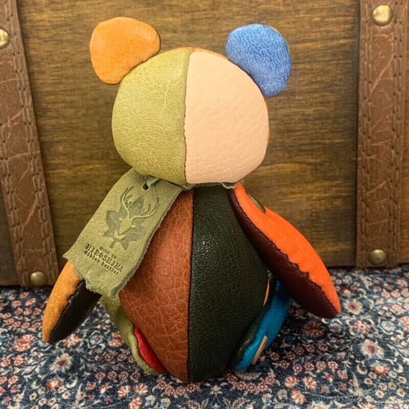 ジビエレザー鹿革ベルベア★端革を使ってアップサイクル「ベルズベア」写真の1点販売です　カラフル系