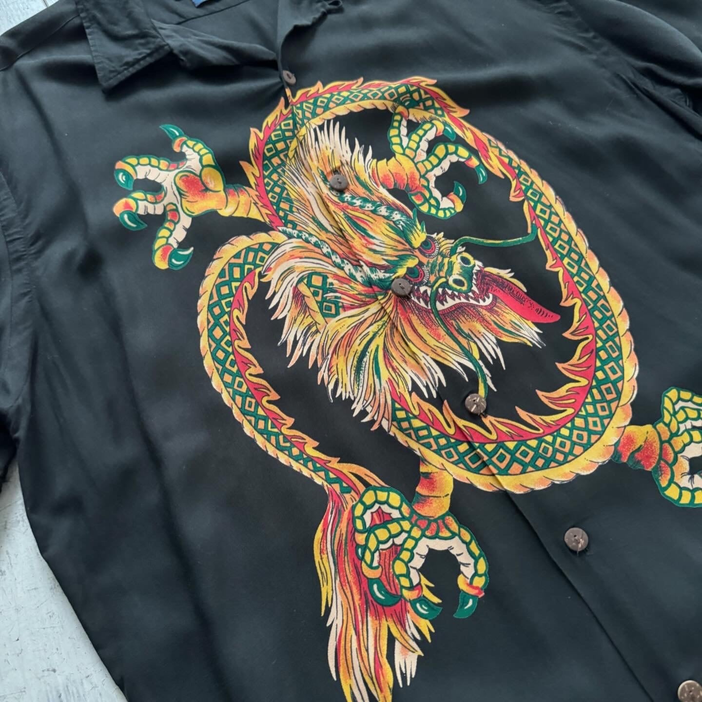 POLO Ralph Lauren- 90's CLAYTON dragon design rayon shirt POLO Ralph Lauren- 90's CLAYTON dragon design rayon shirt