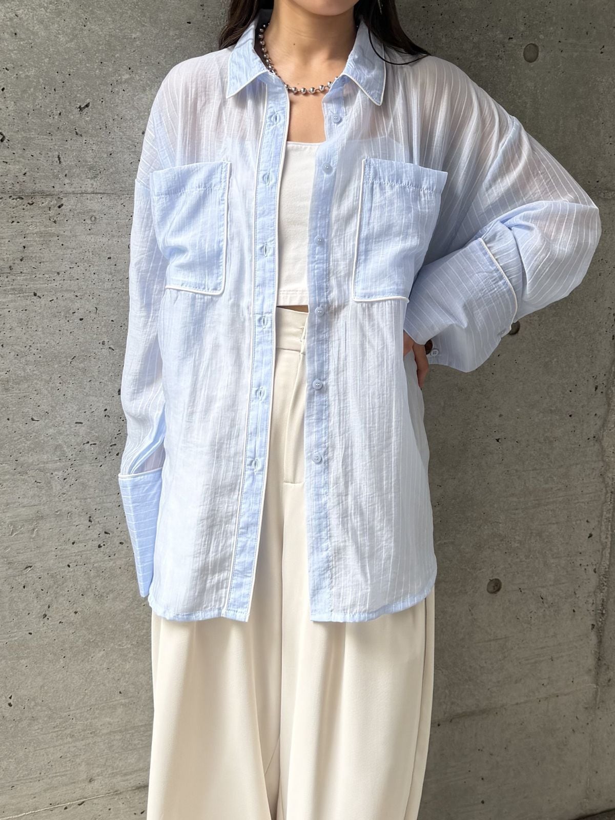 PIPING STRIPE SHIRT (パイピングストライプシャツ)【3326309】select by Bab
