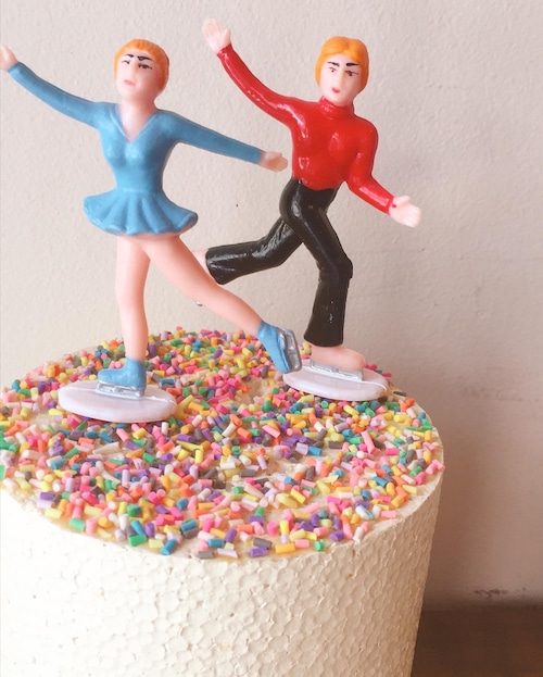 ケーキトッパー  スケートカップル