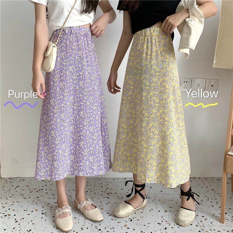 ハーフレングススカート女性2020年夏新しいレトロルーズワイルドハイウエストスリミングフレンズフローラルミドル丈スカートトレンド 1号婦人82273924293