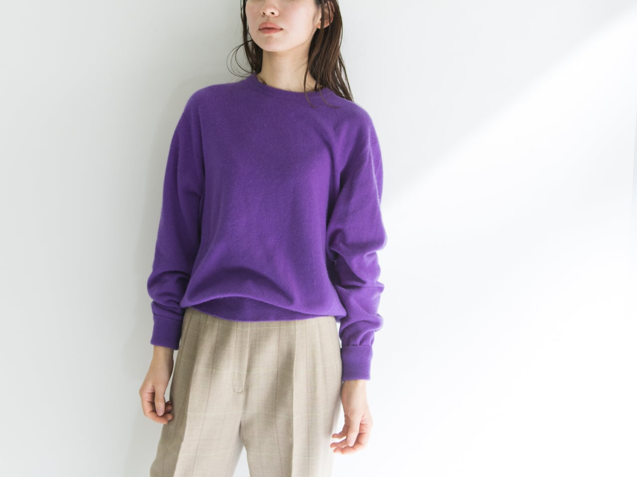 【Made in Scotland】100% pure cashmere crew neck pullover knit（スコットランド製 クルーネックカシミヤニットプルオーバー）