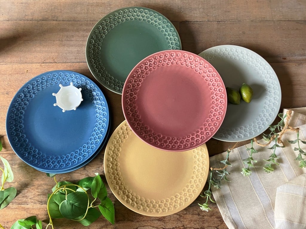 印花型 マットフラワー26cm おしゃれ 5色 お花の食器 可愛い食器 ワンプレート【日本製】