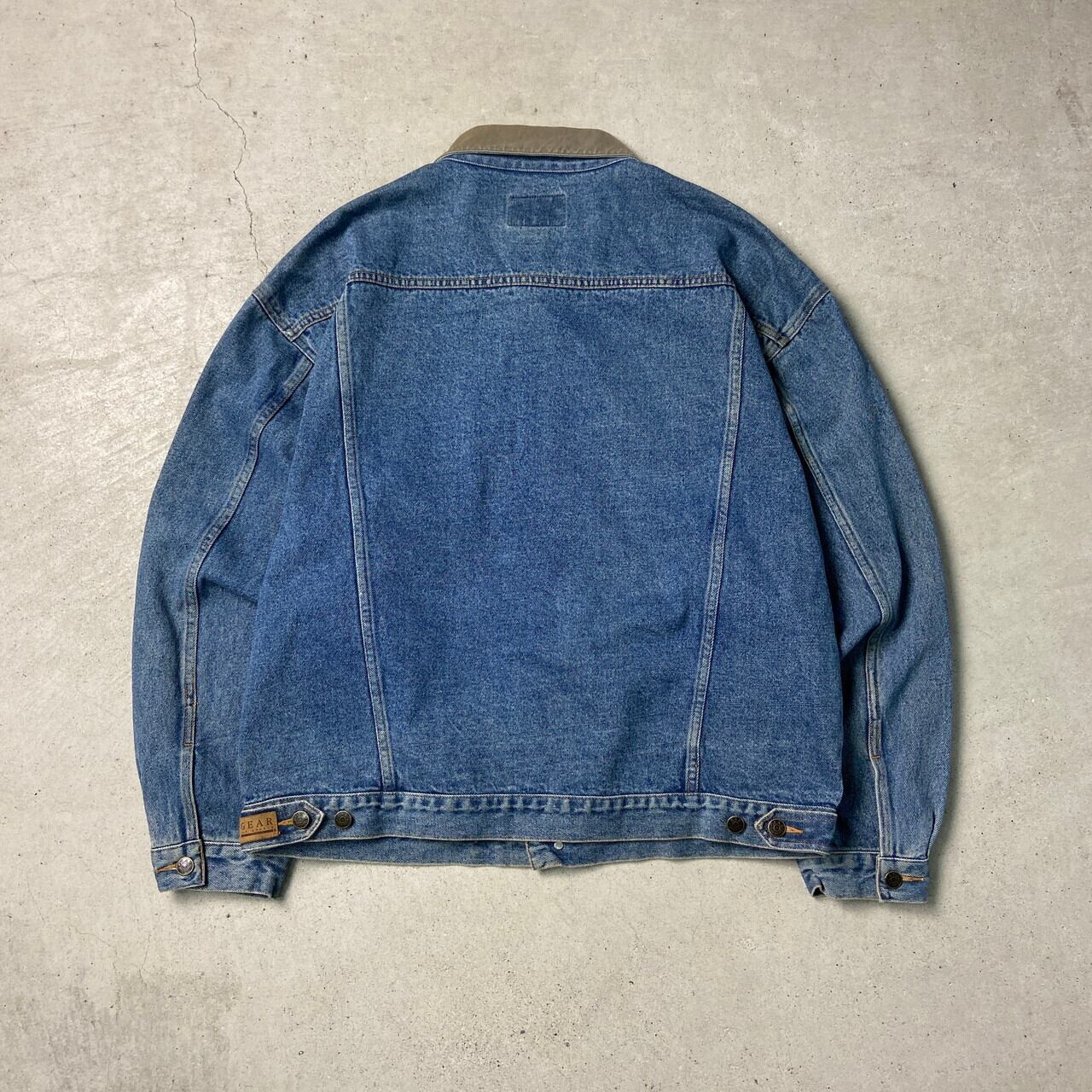 90年代 GEAR FOR SPORTS デニムジャケット 刺繍ロゴ メンズXL相当 古着 90s VINTAGE ヴィンテージ NCHA