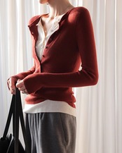 Fake layered slim rib Knit T20336