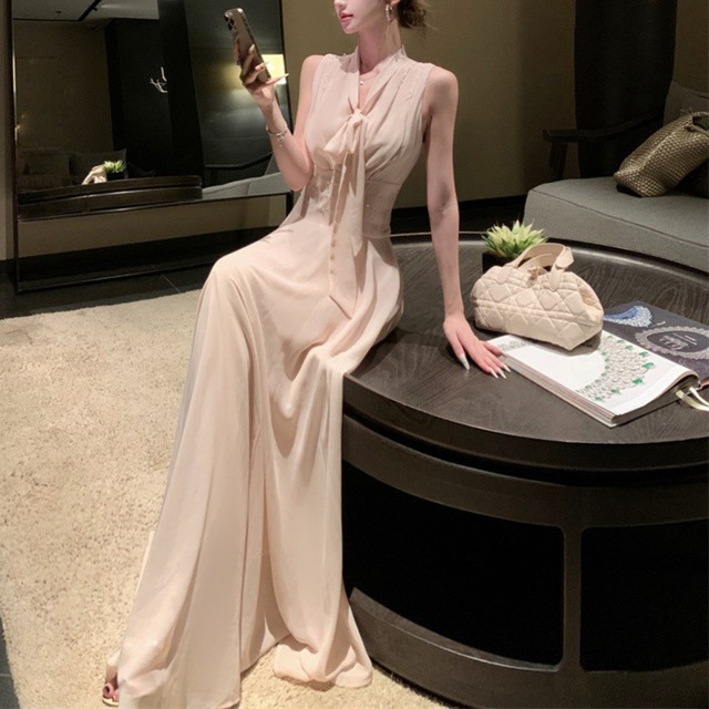 エレガント シフォンロングドレスW71