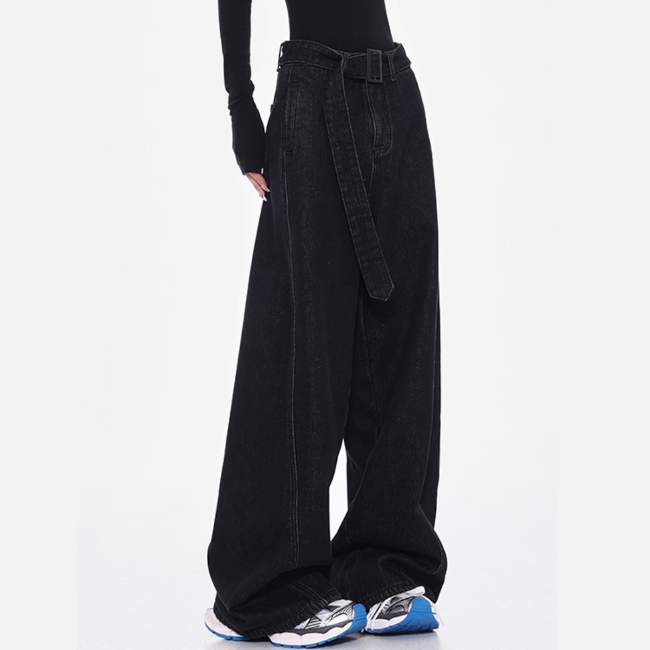 High-waisted, loose-fitting wide-leg pants (ME148)
