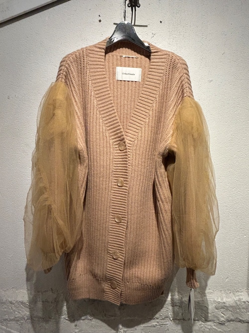 CHIKAKISADA  tulle sleeve knit cardigan