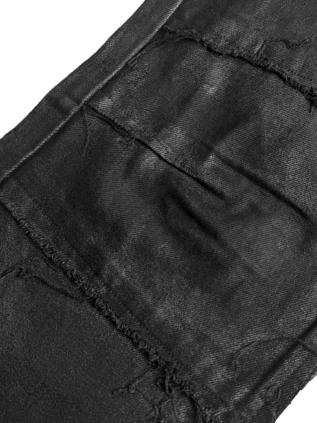 【CinderVein】Lace Up Waxed Coated Denim Pants