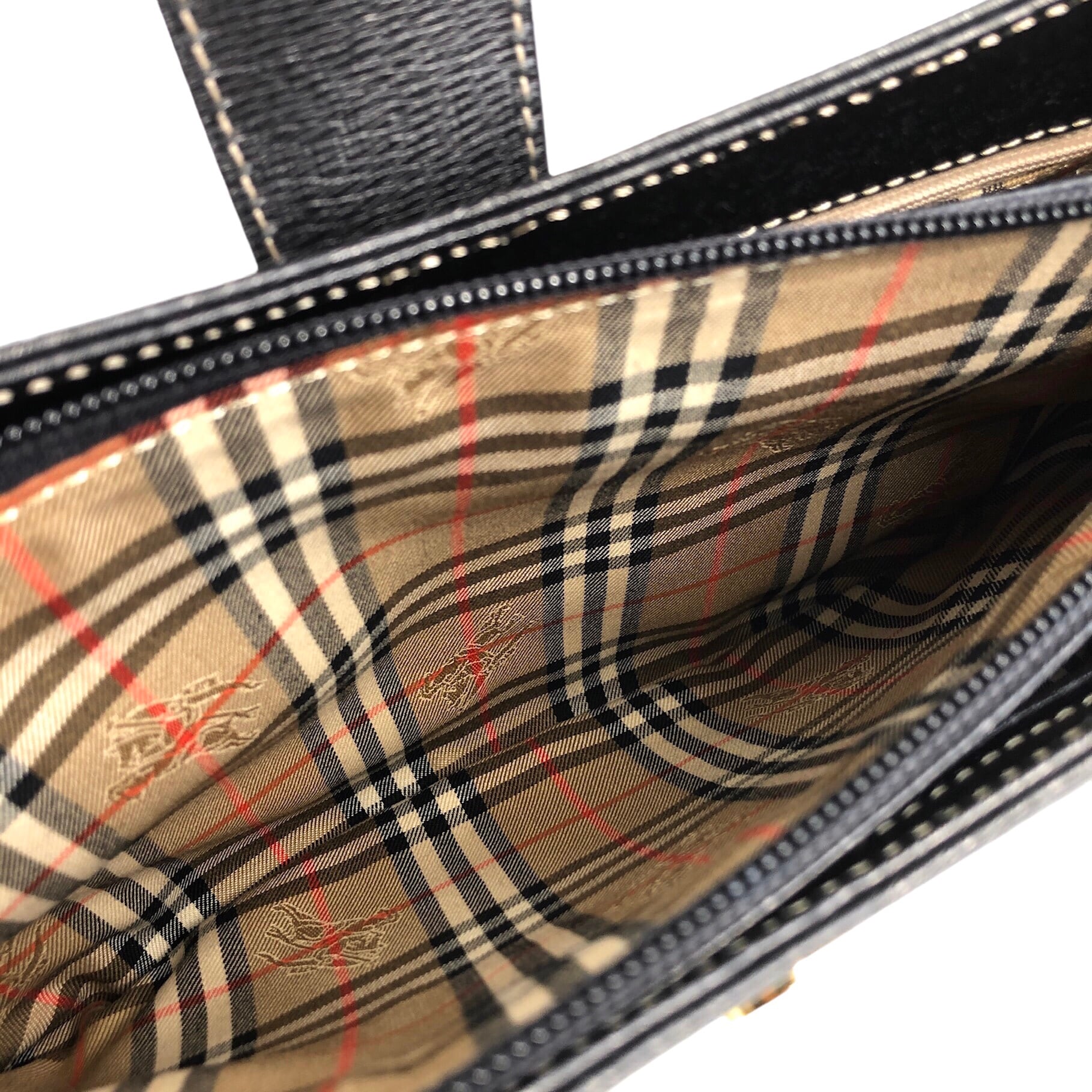 BURBERRY バーバリー ロゴ レザー ショルダーバッグ ブラック vintage