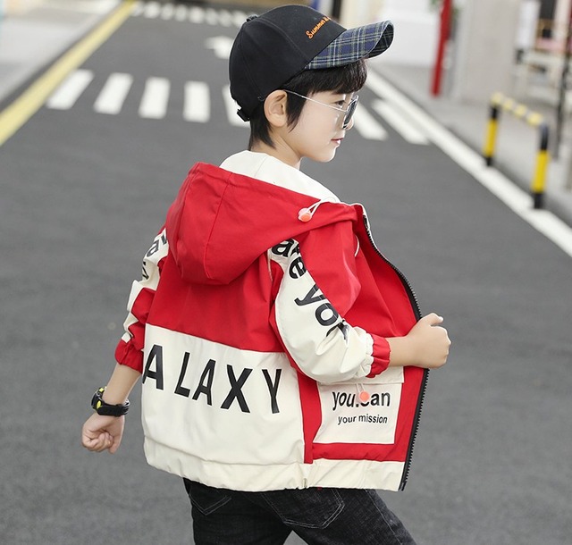 ジャケット 上着 羽織 バイカラー スポーツ 韓国 おしゃれ デザイン 小学生 男の子 ブラック ブルー レッド 130 140 150 160 A104 Jump Shop