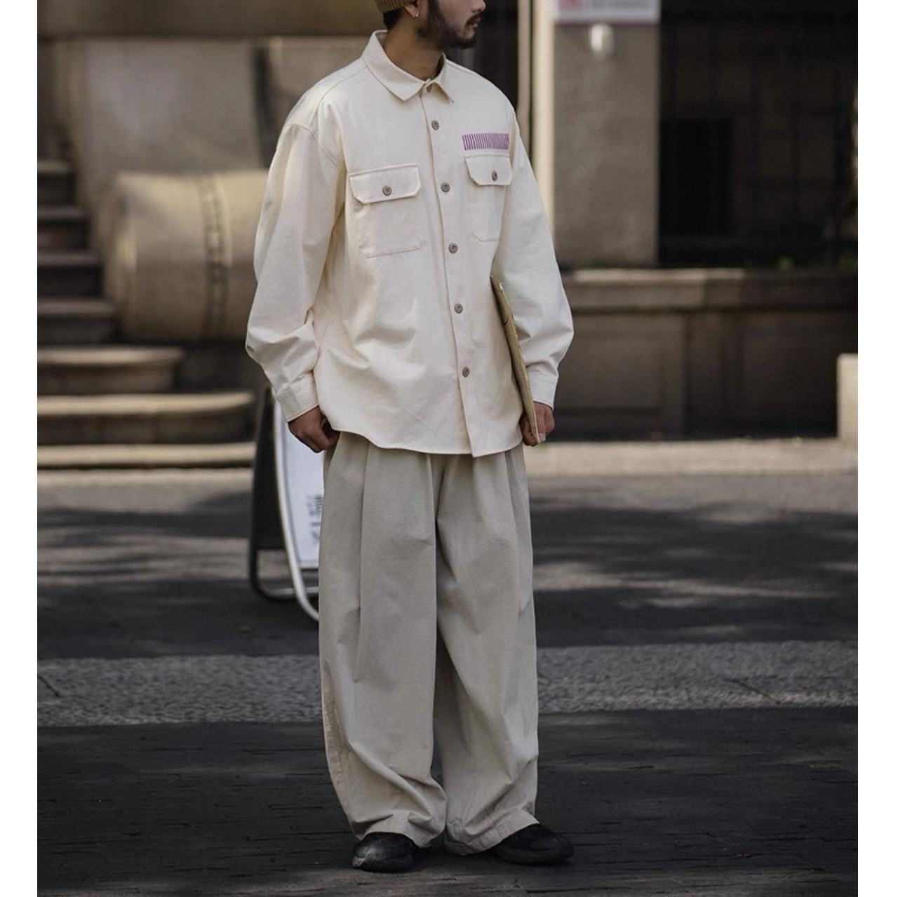 Loose fit tapered wide pants 0526 - 9