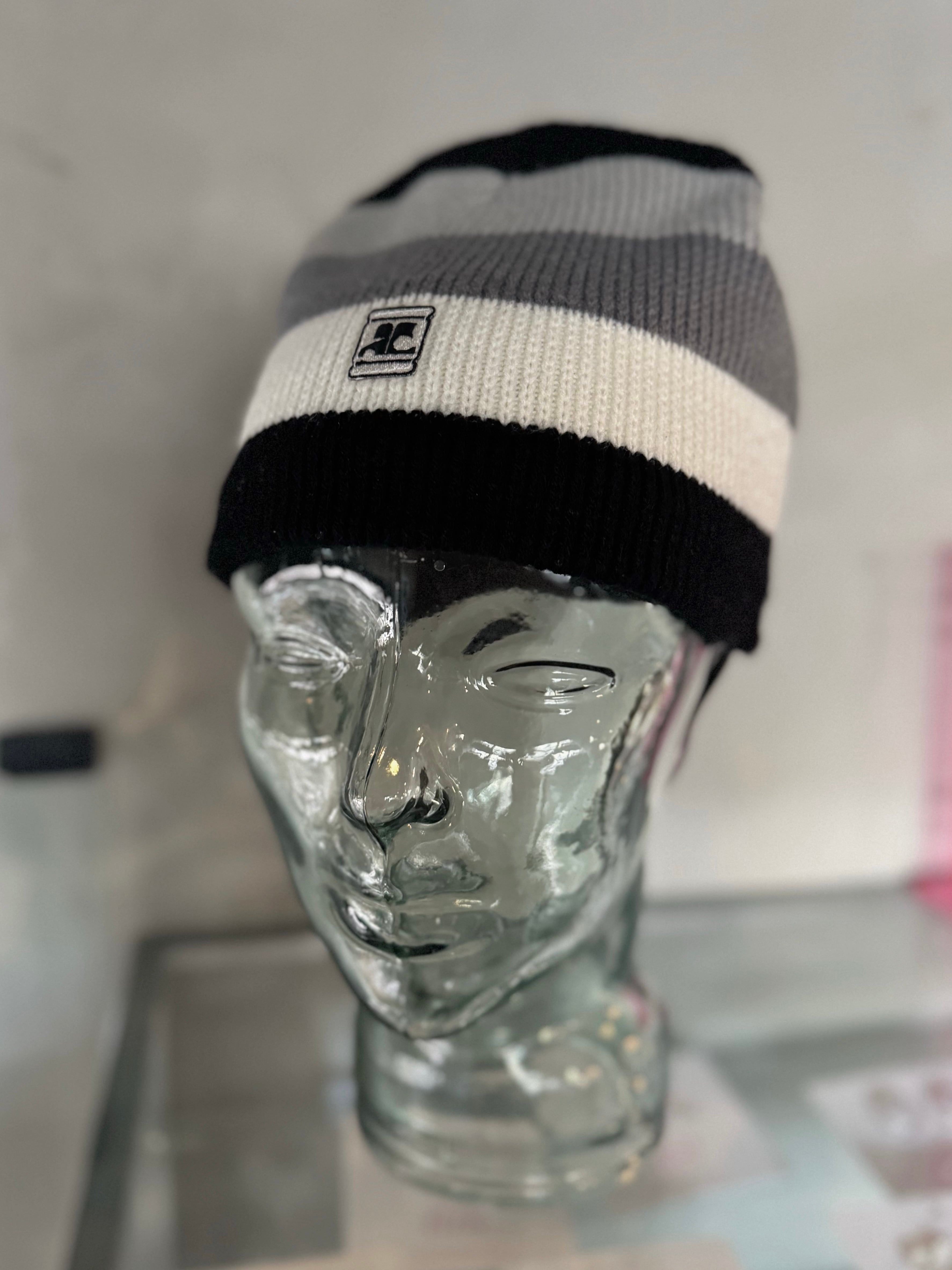 Courrèges logo striped knit cap