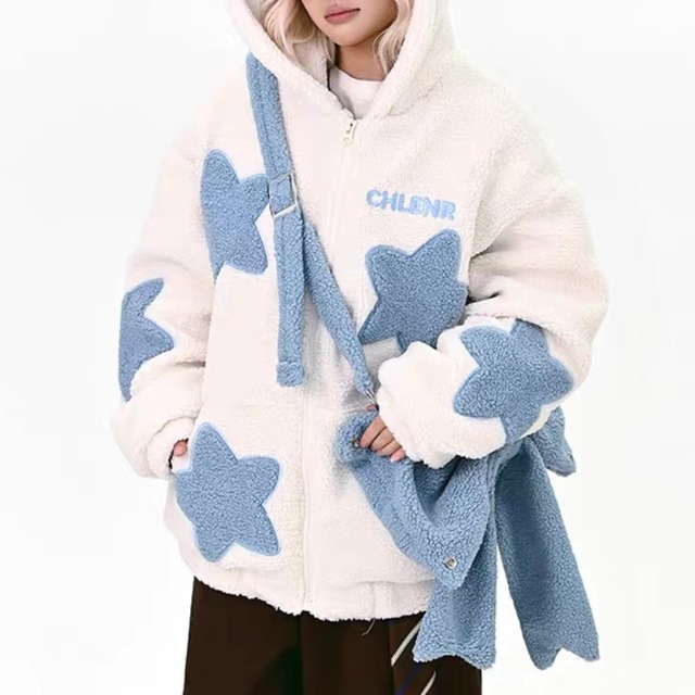 star x ribbon boa hoodie jacket　スター×リボンボアフーディジャケット　J1647