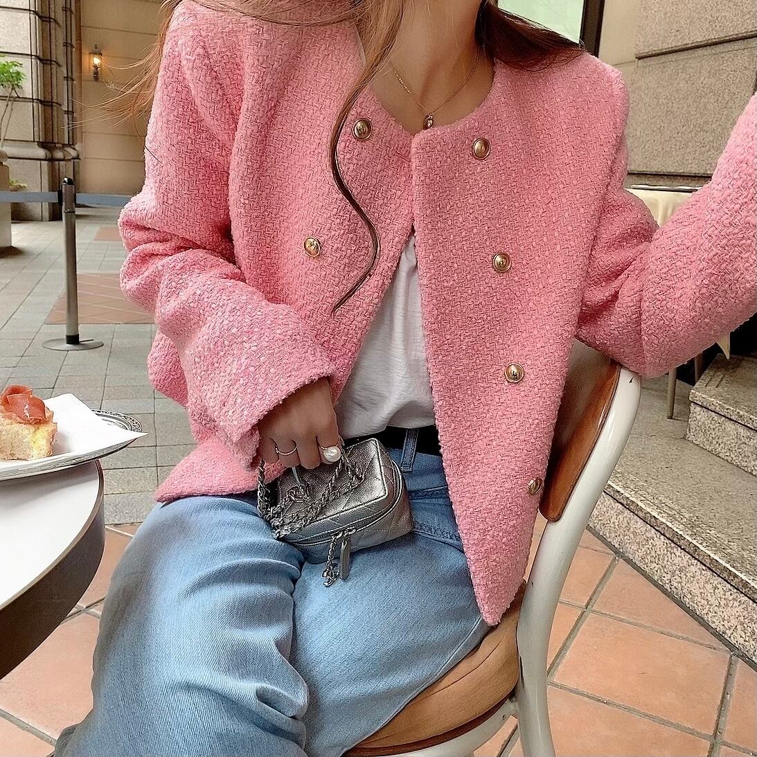 moripon【新品同様】Frillcollar tweed JK moripon Frillcollar tweed JK ツイードジャケット 新品