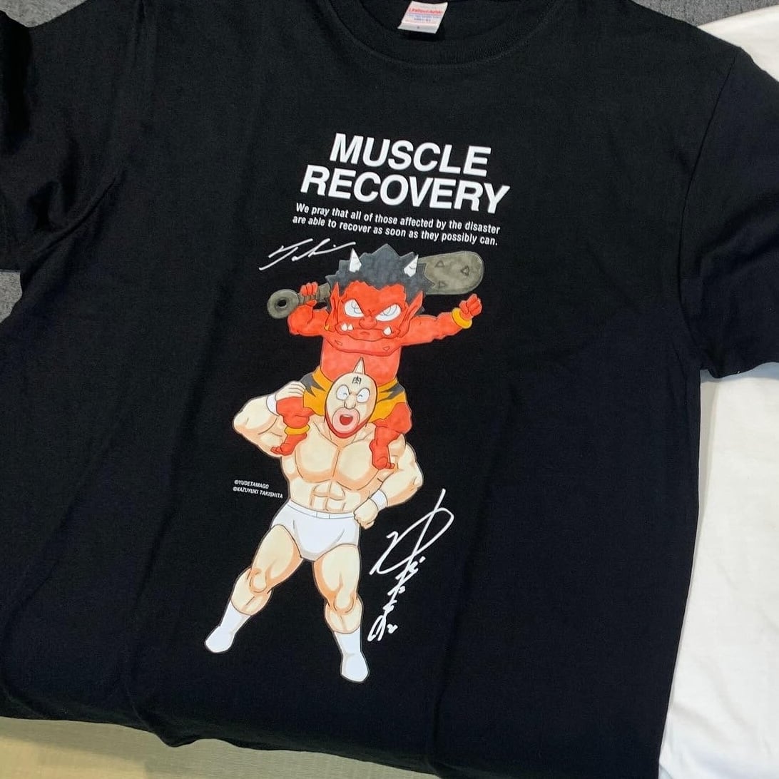 瀧下和之×ゆでたまごコラボチャリティTシャツ（黒生地にフルカラー