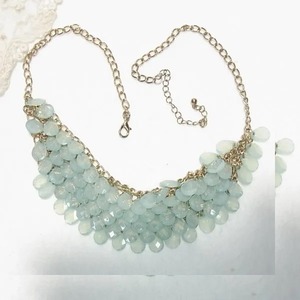 水色チャームのビブネックレス　アクセサリーのセール通販  11514N