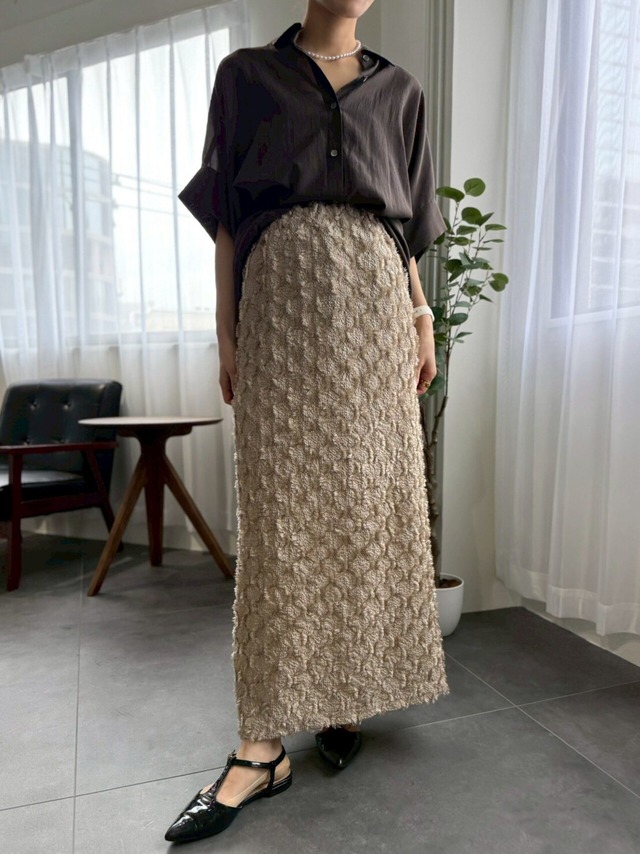 【cafune】fringe jacquard tight skirt