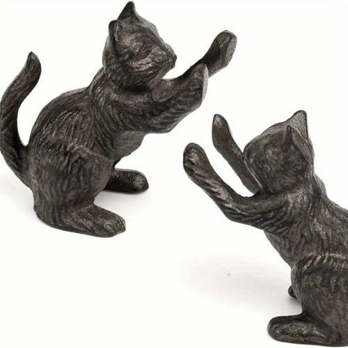 メタルキャットブックエンド 猫 置物 アンティーク ブラック