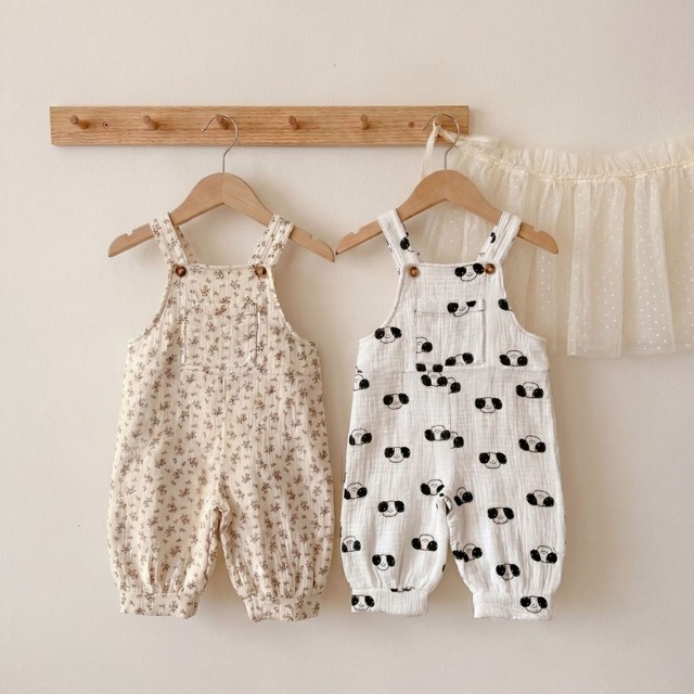 【BABY&KID】夏作シワ加工通気性抜群サロペット