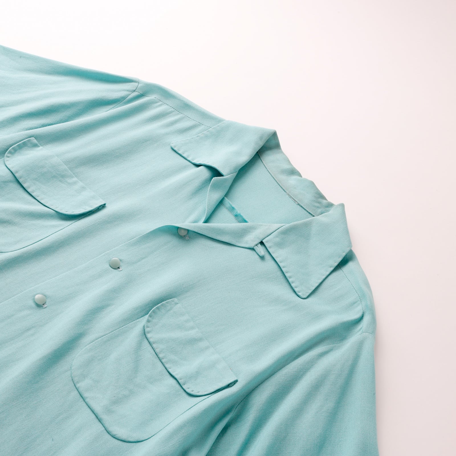 極美品】40s special Vintage rayon open collar shirt hand stitch