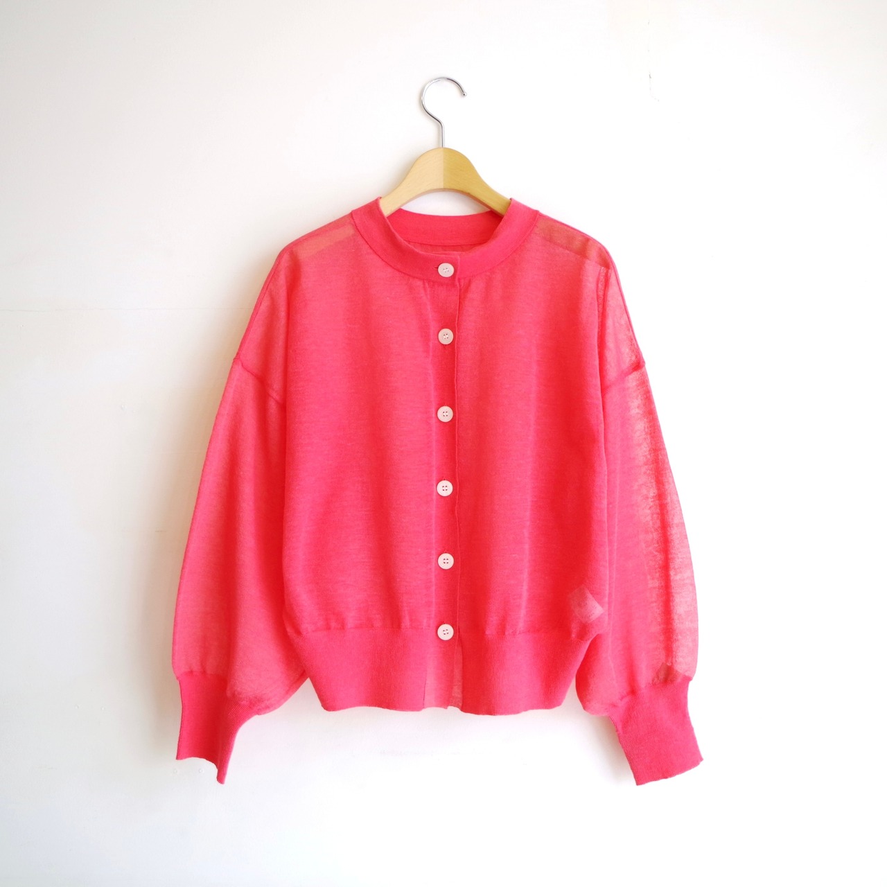 one f Sheer Cardigan PINK 再入荷
