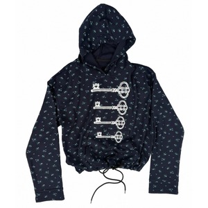 [takeabreak] navy blue plaid cap key sweat hoodie