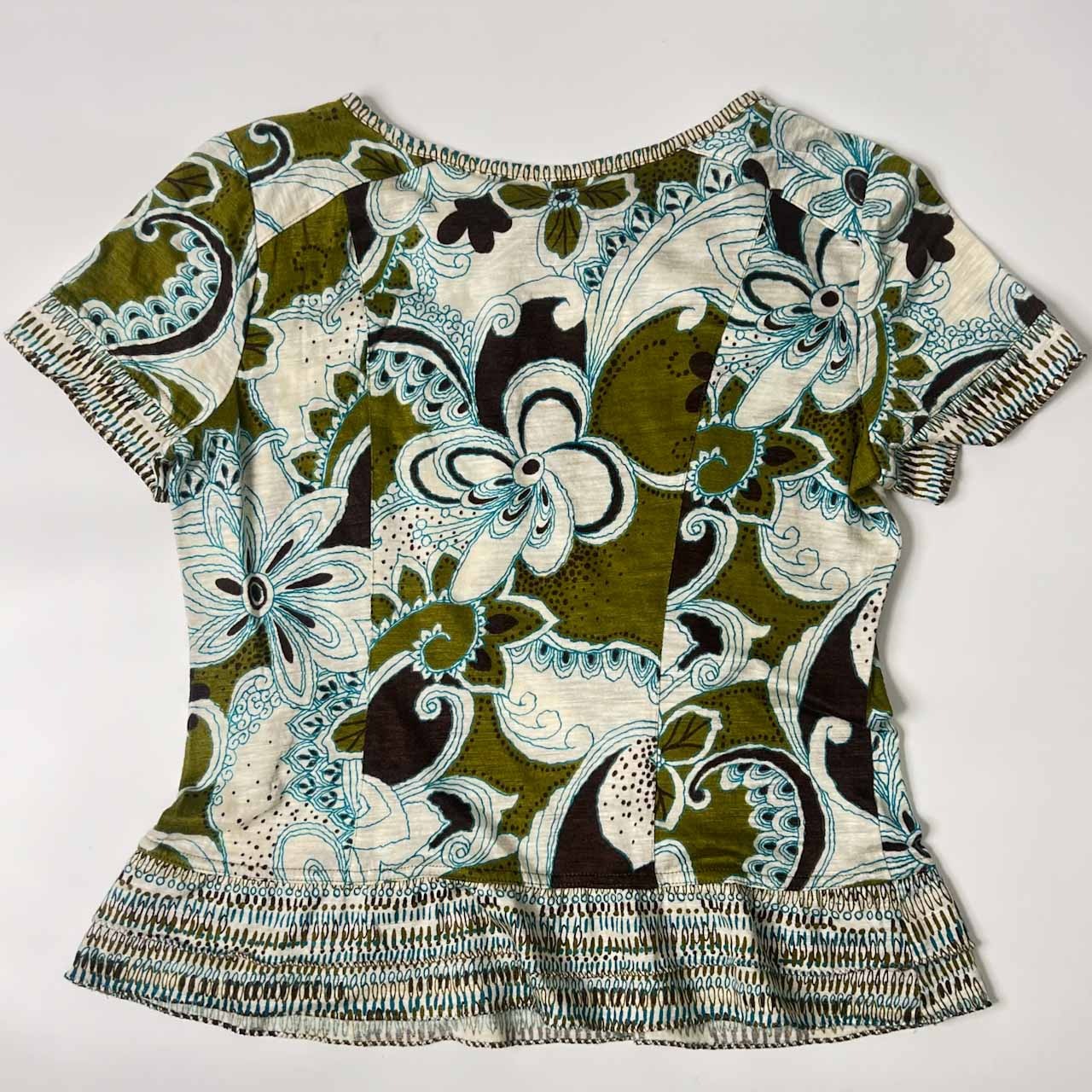 リネン100% Leilian レリアン 花柄 総柄 半袖シャツ ブラウス カットソー 9/マルチ レディース