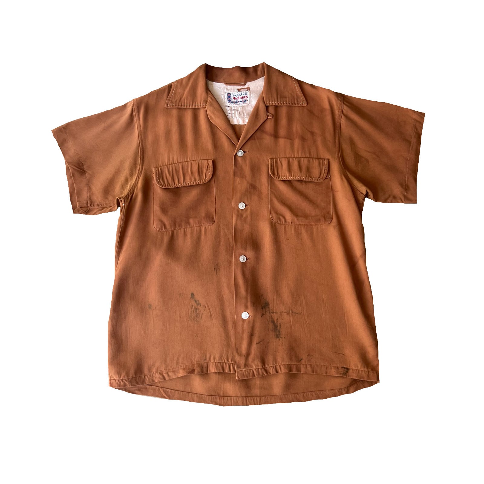 50s MacLAREN rayon gabardine box shirt 14 1/2 | MASEA