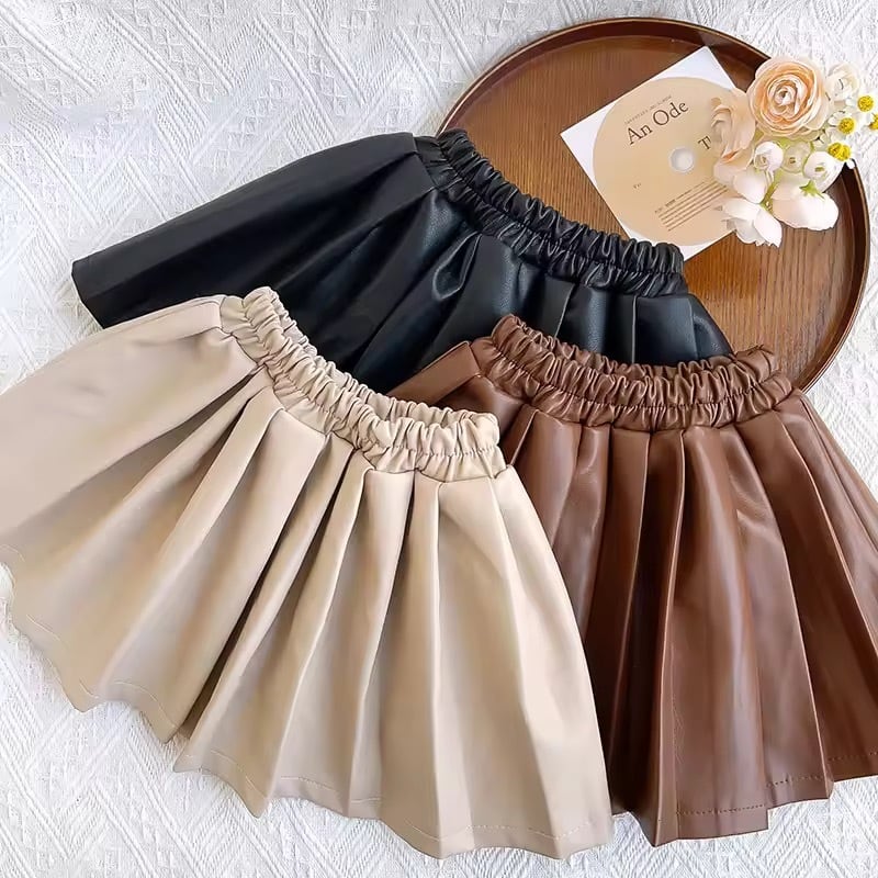 レザー風プリーツミニスカート