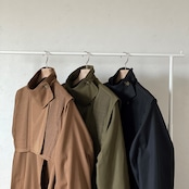 stand collar parts pleats long CO/khaki