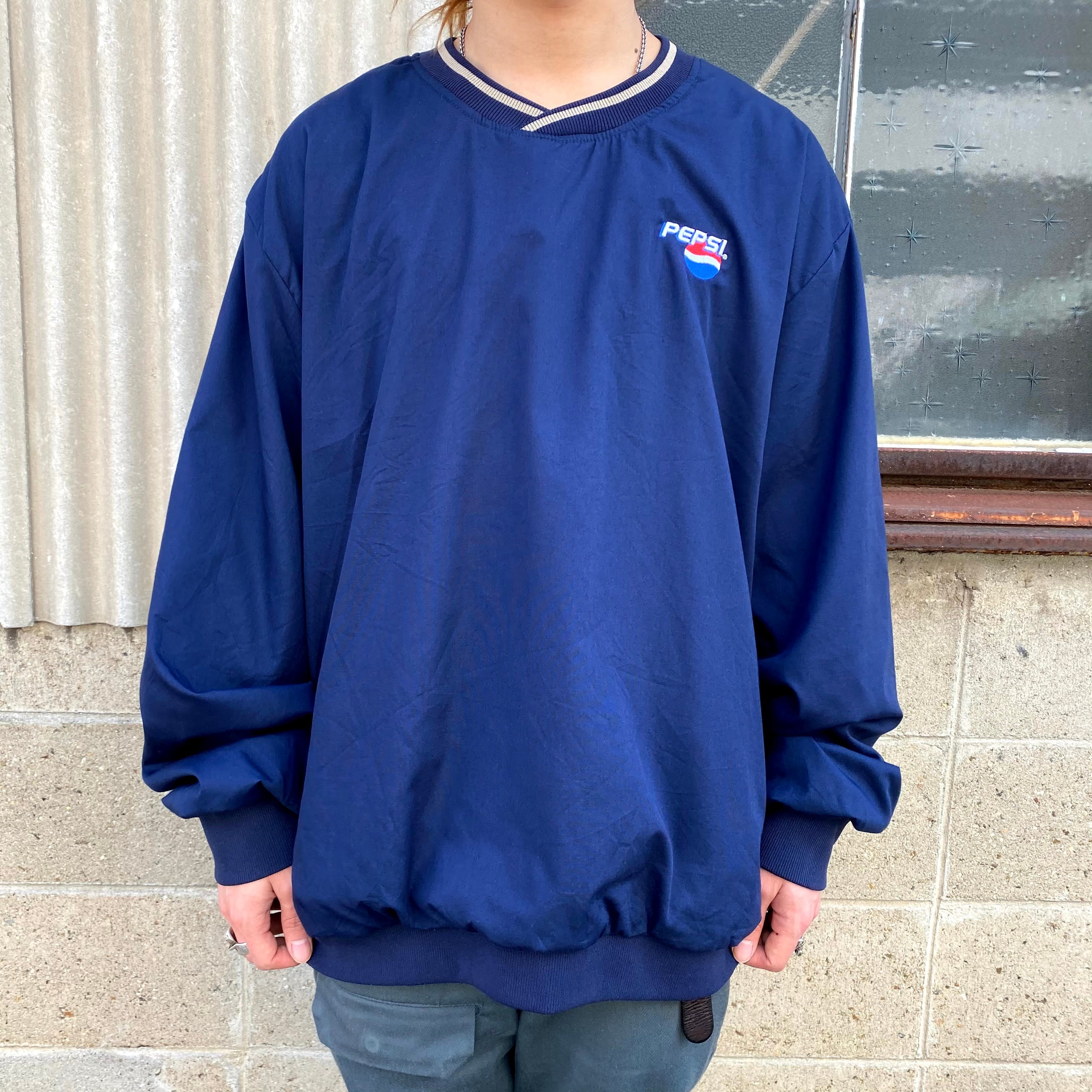 80年代 King Louie PEPSI ペプシ 企業系刺繍入り ナイロンプルオーバージャケット メンズXL 古着 ユニオンチケット付き 80S ビンテージ ヴィンテージ ウォームアップ ネイビー 紺色【ナイロンジャケット】【AL2110】 | cave 古着屋【公式】古着通販サイト