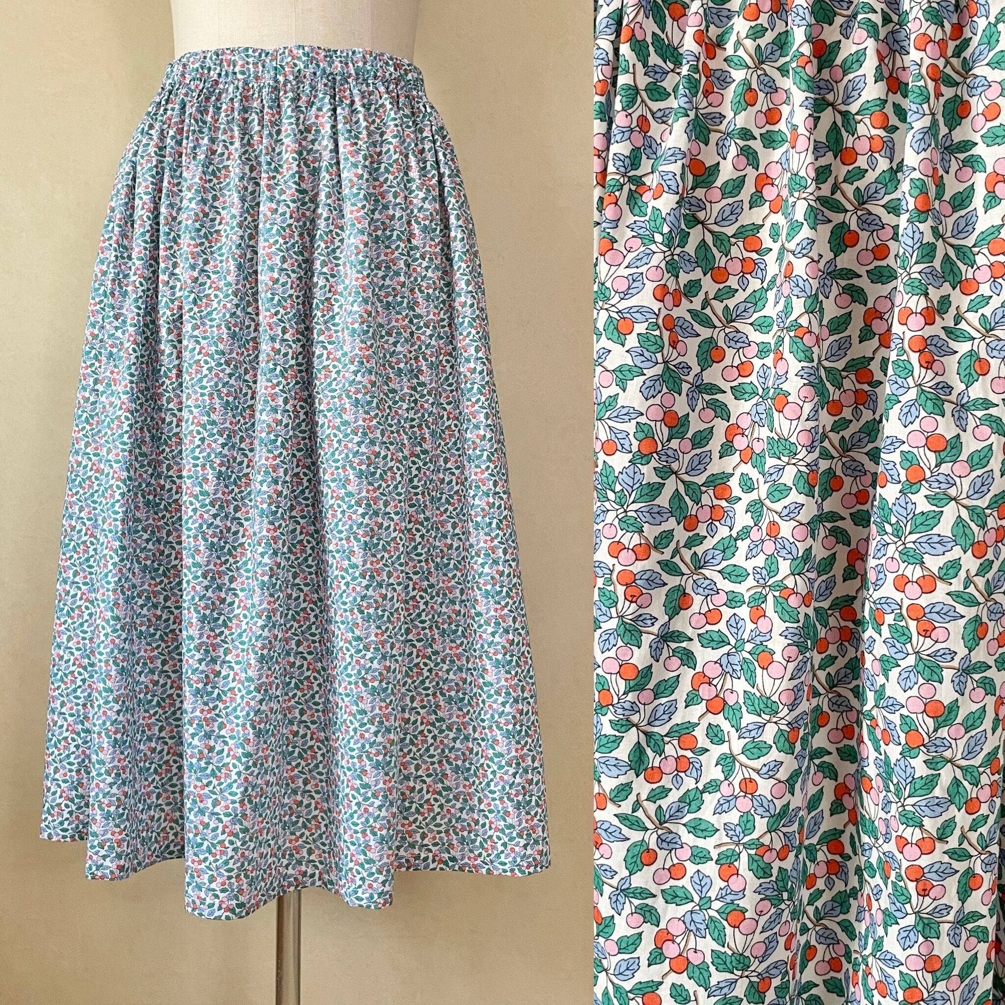 ギャザースカート リバティプリント May Morrisピンク | yuki