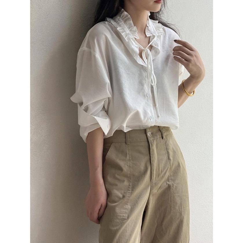 トップス frill collar ribbon blouse frill-neck ribbon blouse | colorer