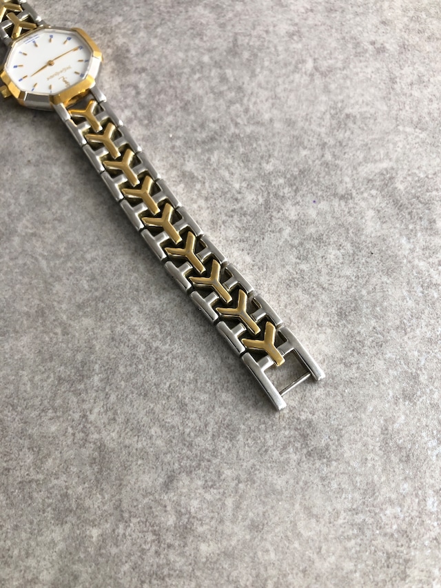 Yves Saint Laurent イヴ・サンローラン 腕時計 シルバー×ゴールド オクタゴン ステンレススチール クウォーツ 2200-226313 vintage ヴィンテージ オールド famare