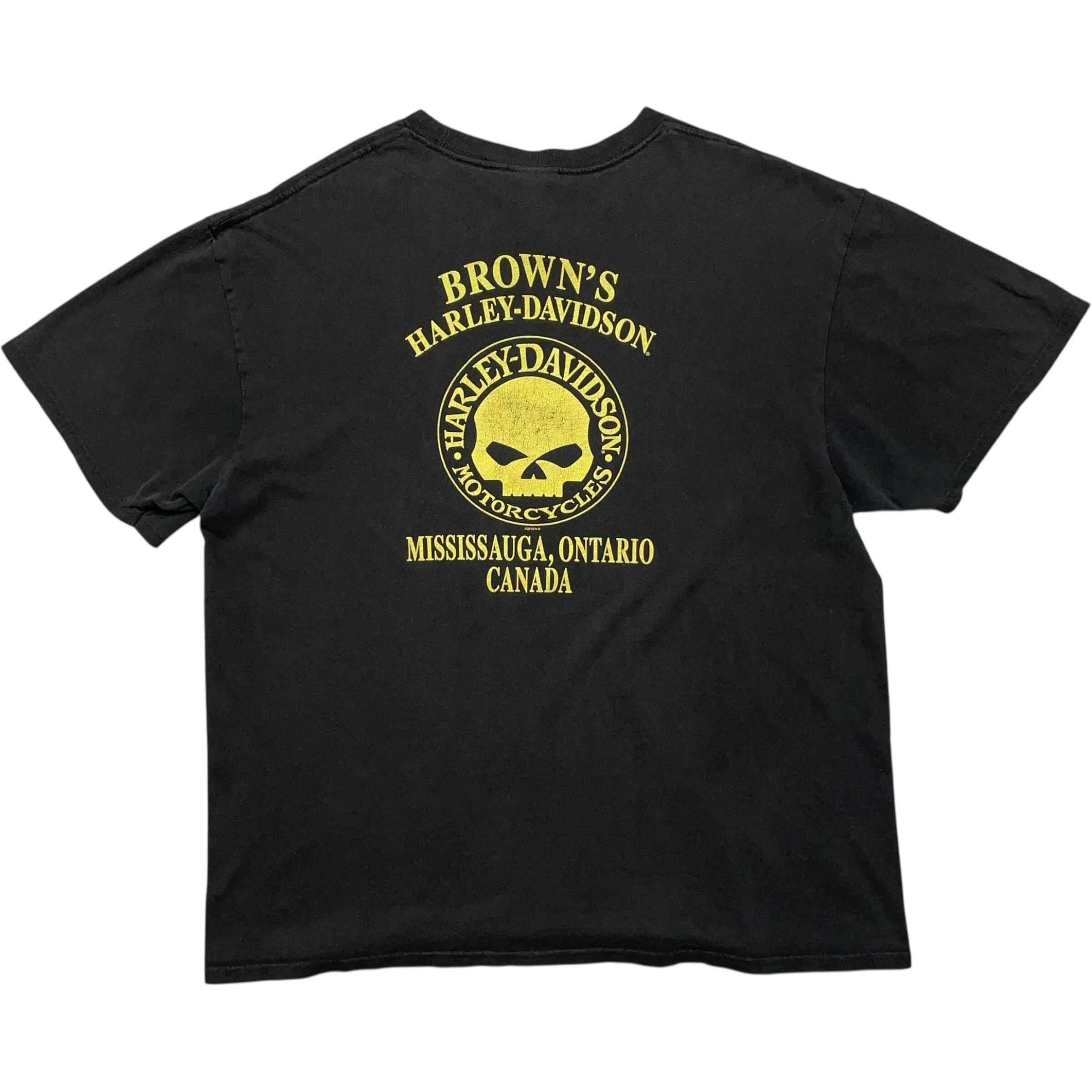 《XL》 Harley-Davidson ハーレーダビッドソン Tシャツ 両面プリント ドクロ ブラック no.7314