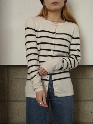 〈vintage〉cashmere border cardigan