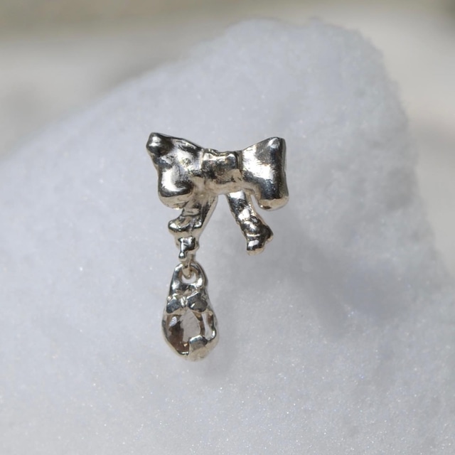 ribbone 雫 stone earring キャッチシャフト スモーキークォーツ #LJ22027P 18G, LJ22025P 16G, LJ22026P 14G, silver925　