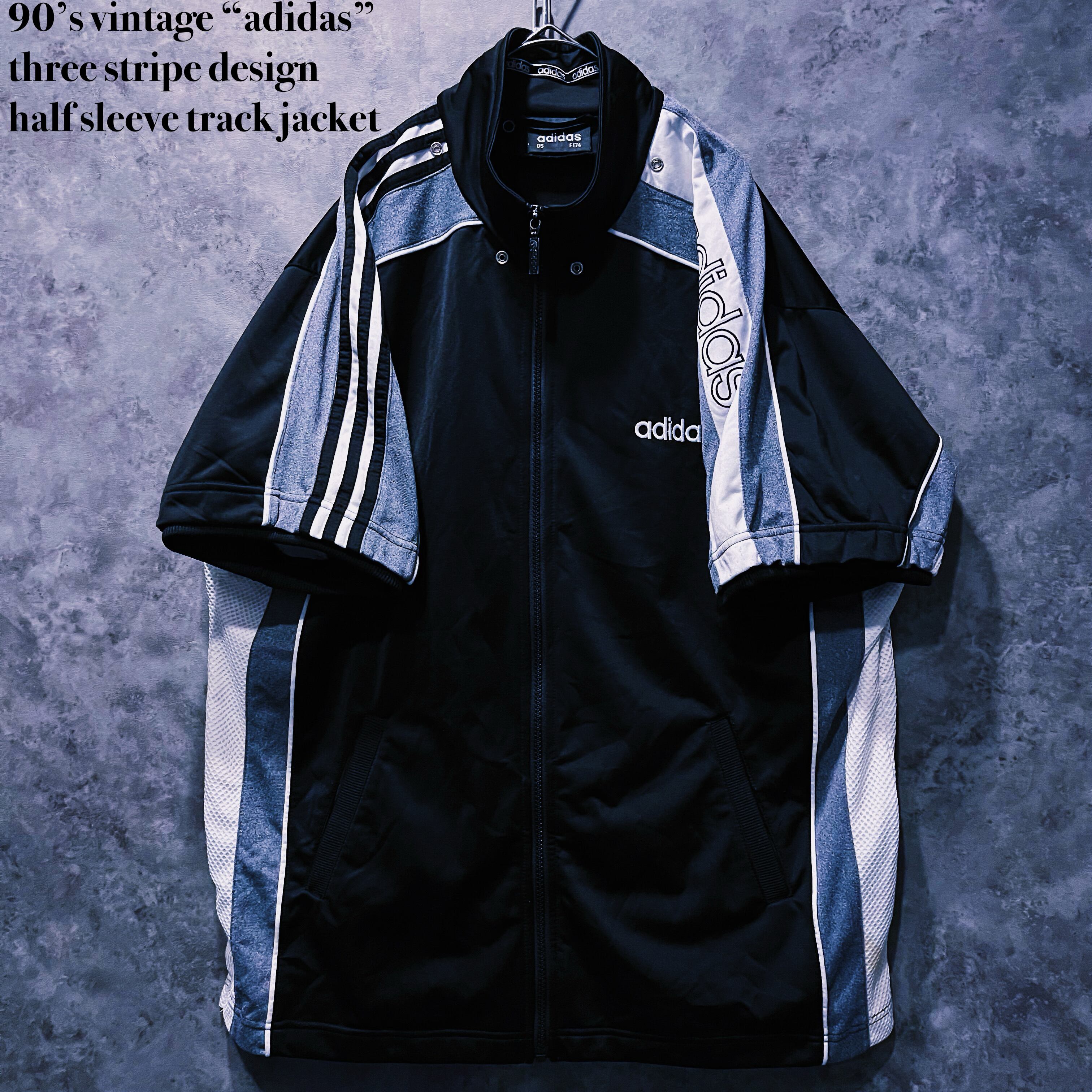 【doppio】90’s vintage “adidas”three stripe design half sleeve track jacket