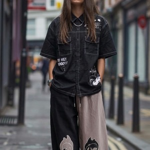 【デザフェスで数量限定再販！】DARK SHARK – ART Oversized Shirt サメ ペイント  オーバーサイズ　シャツ