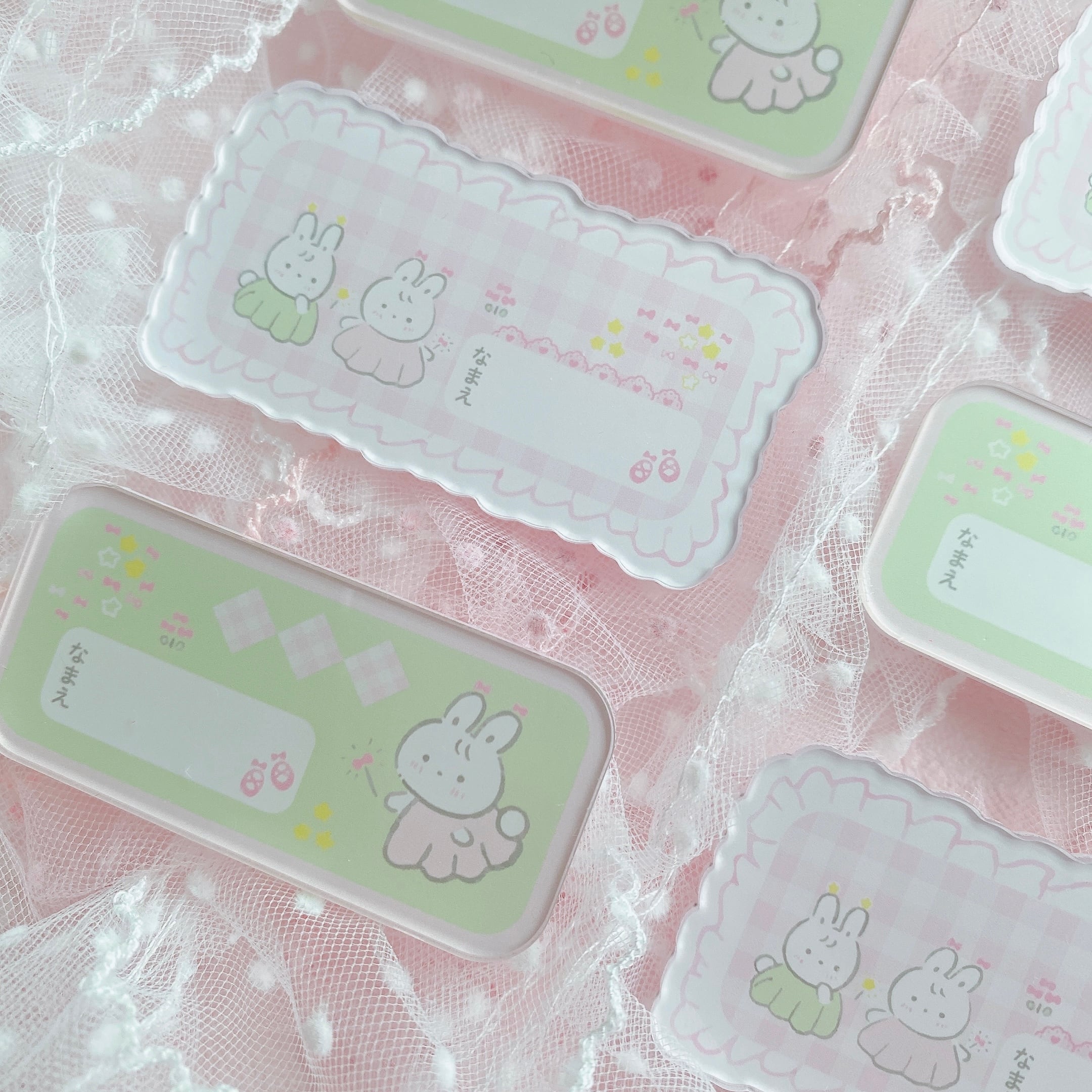 バレエうさぎのアクリル名札(かまぼこみどり)