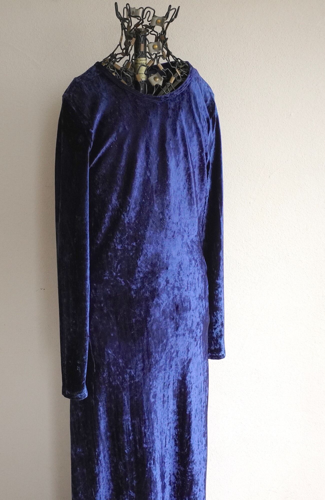 1990's〜 ENGLAND製 [Monsoon TWILIGHT] L/S ベロアマキシロングドレス