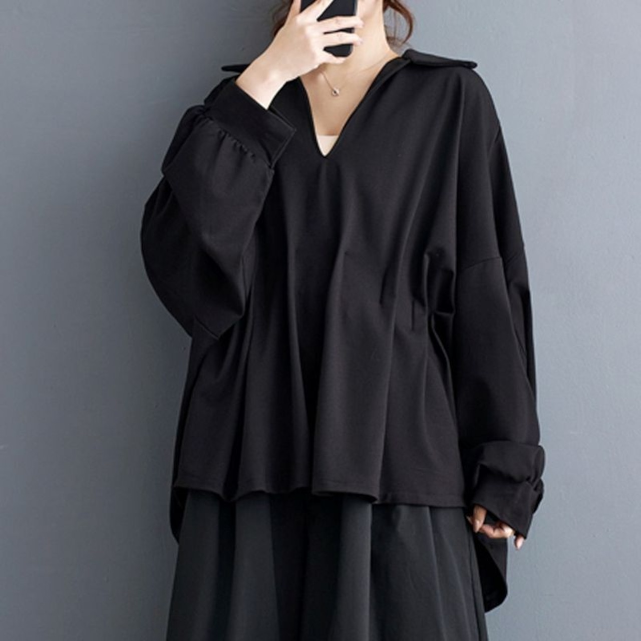 プリーツルーズ バットスリーブ シャツ 00141