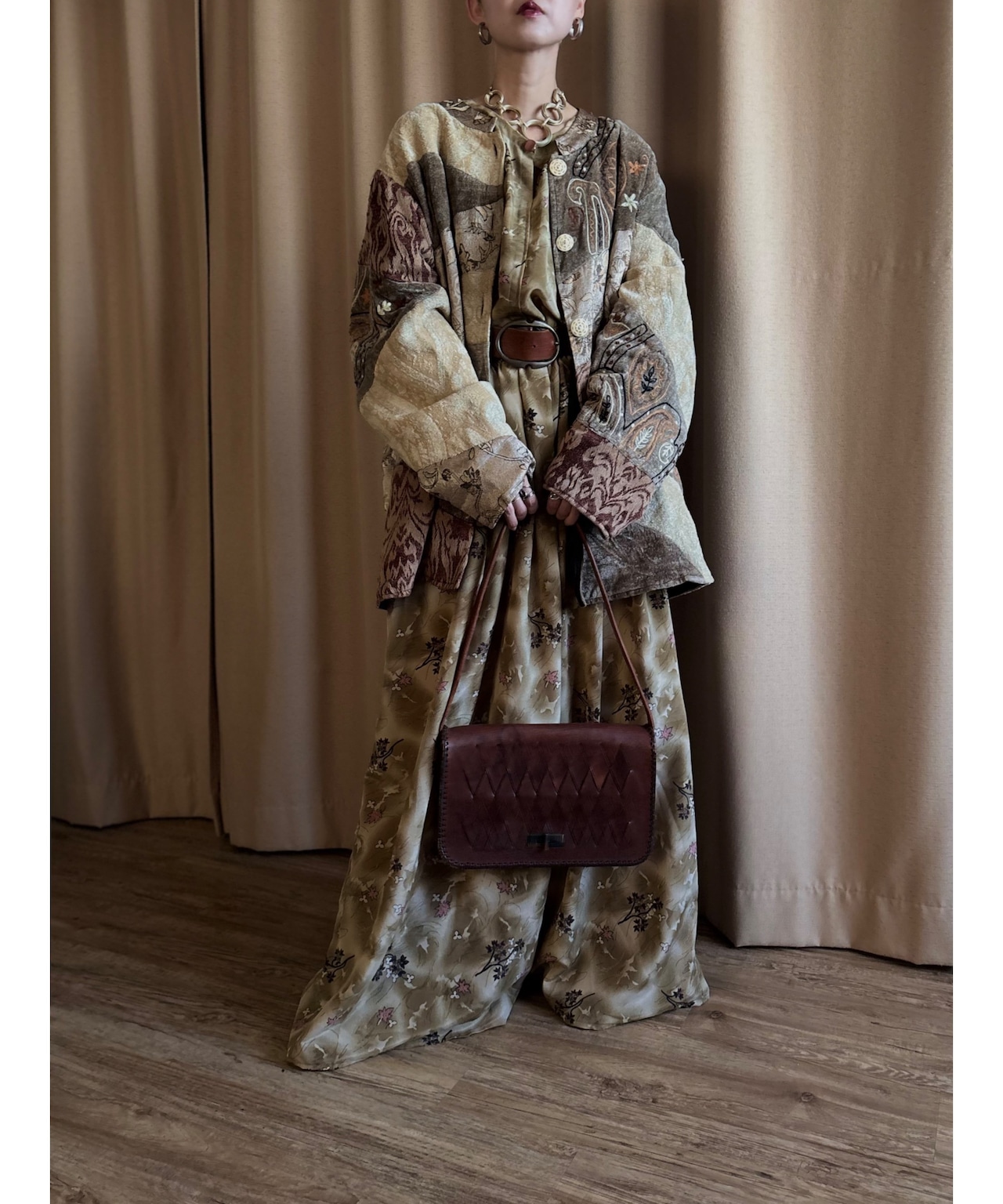 braided design vintage leather bag-5005-9